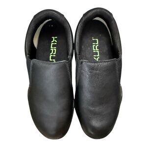 Kuru Kivi Women Black Comfort Leather Slip On Loafers Size 8 W Walking Workwear